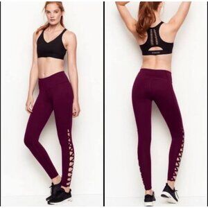 Victoria Sport Knockout Legging Maroon Criss Cross Ankle Sz Small Womens Athleti